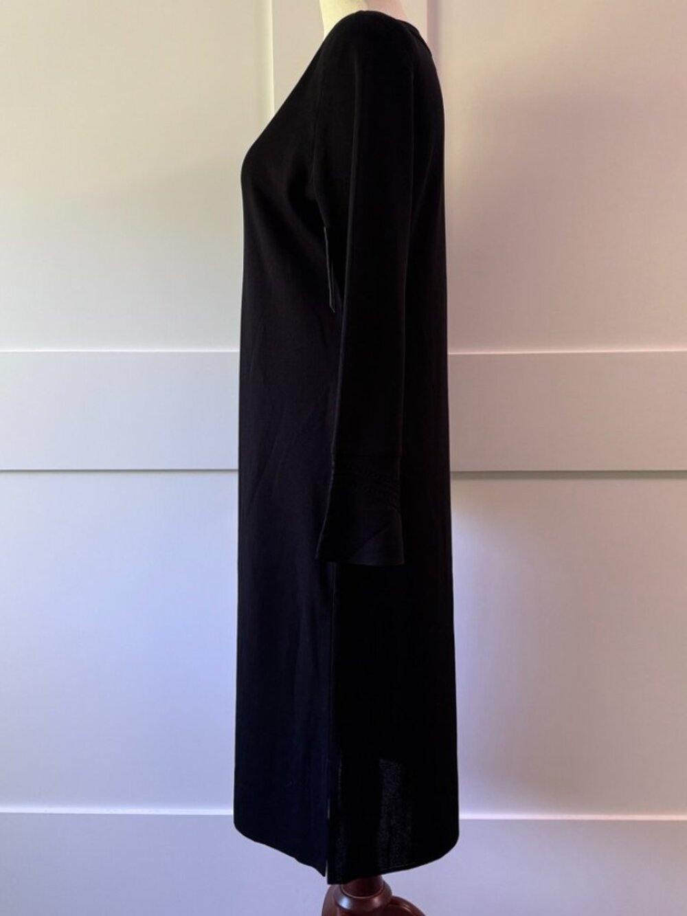 Misook Classic Black Flared Long Sleeve Knit Midi Dress, NWT, Never Worn,Size: S - Picture 3 of 12